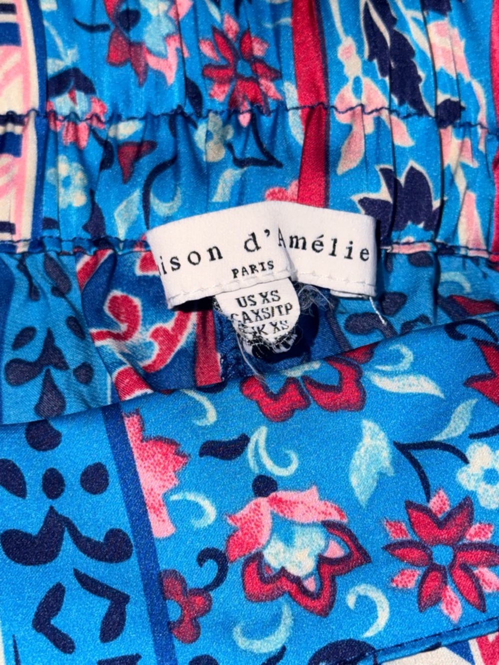 Maison D’ Amelie - Bright Blue Patterned Wide-Leg Palazzo Pants —#138 - Picture 7 of 10